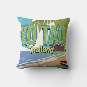 Ko Tao thailand vintage travel poster Kissen