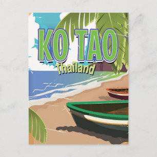 Ko Tao thailand vintage travel poster Postkarte