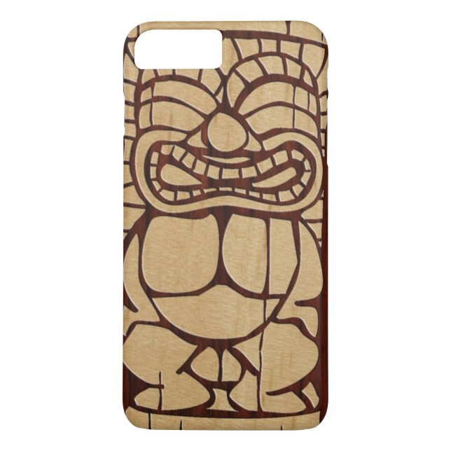 Koa hölzernes Tiki Ailani Surfbrett Case-Mate iPhone Hülle (Rückseite)