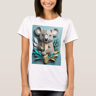 Koala 3D Paper Art Design T - Shirt