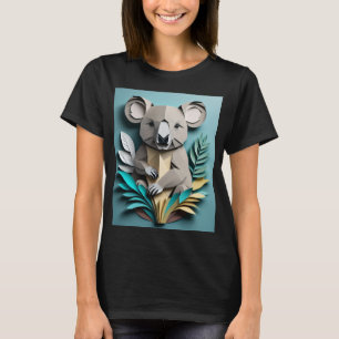 Koala 3D Paper Art Design T - Shirt