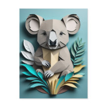 Koala 3D Paper Art Design T - Shirt