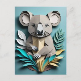 Koala 3D Paper Art Design T - Shirt Postkarte