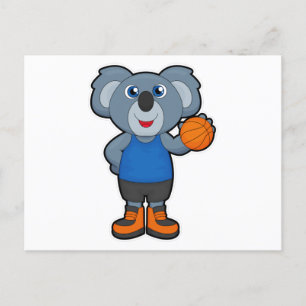 Koala als Basketballspieler mit Basketball Postkarte