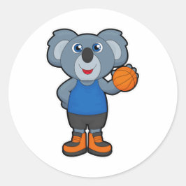 Koala als Basketballspieler mit Basketball Runder Aufkleber