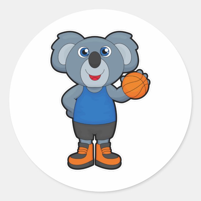 Koala als Basketballspieler mit Basketball Runder Aufkleber (Vorderseite)