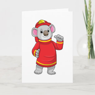 Koala als Feuerwehrmann mit Helm Karte