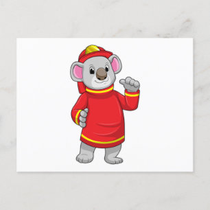 Koala als Feuerwehrmann mit Helm Postkarte