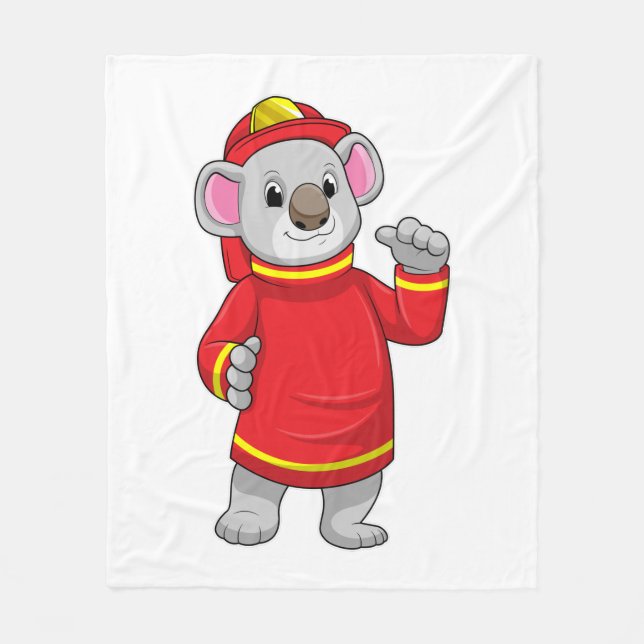 Koala als Feuerwehrmann mit Helmet Fleecedecke (Vorderseite)