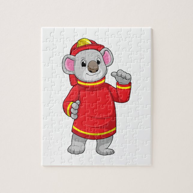 Koala als Feuerwehrmann mit Helmet Puzzle (Vertikal)