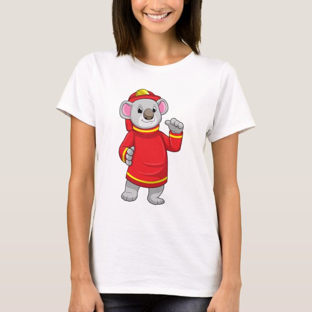 Koala als Feuerwehrmann mit Helmet T-Shirt (Vorderseite)