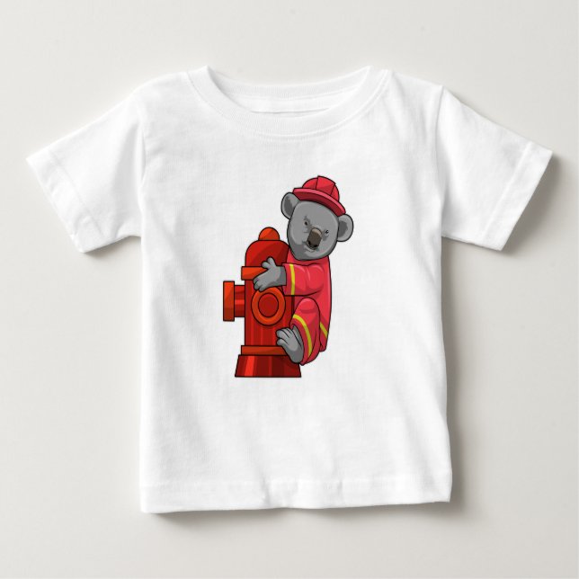 Koala als Feuerwehrmann mit Hydranten Baby T-shirt (Vorderseite)