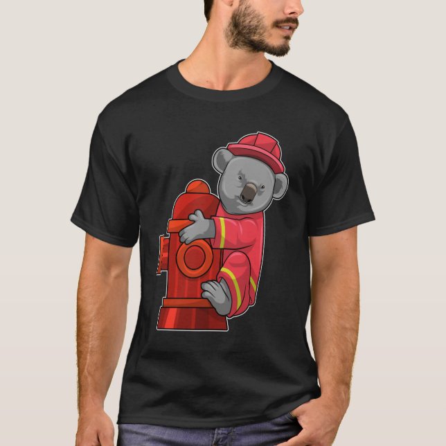 Koala als Feuerwehrmann mit Hydranten T-Shirt (Vorderseite)