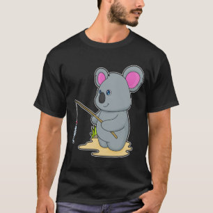 Koala als Fisher mit Angelstab und Fisch T-Shirt