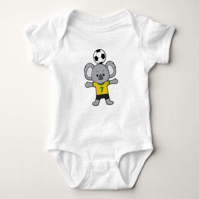 Koala als Fußballspieler mit Fußball Baby Strampler (Vorderseite)