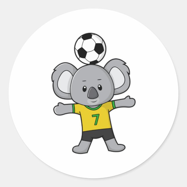 Koala als Fußballspieler mit Fußball Runder Aufkleber (Vorderseite)