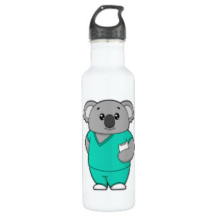 Koala als Krankenschwester mit Notepad Edelstahlflasche
