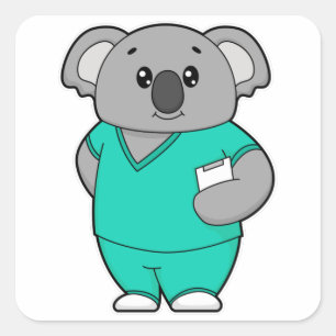 Koala als Krankenschwester mit Notepad Quadratischer Aufkleber