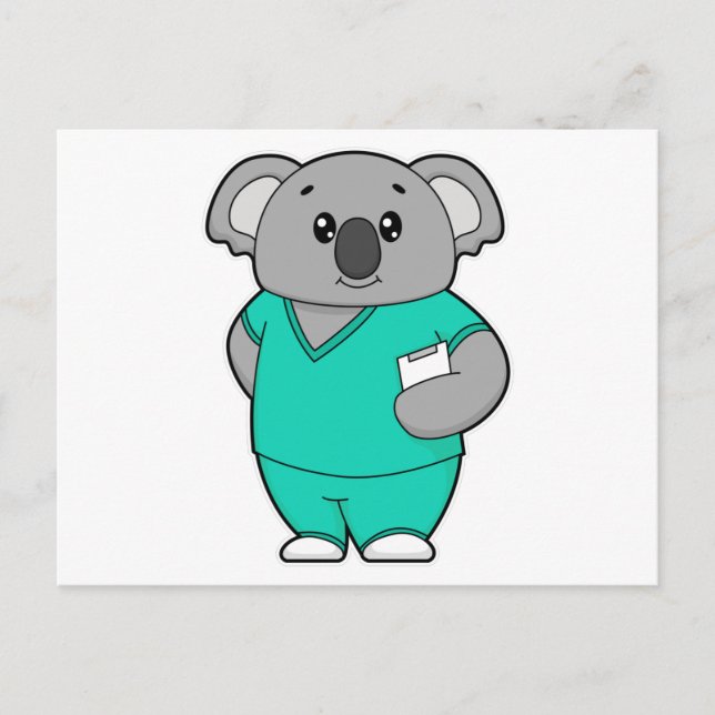 Koala als Krankenschwester mit Notizblock Postkarte (Vorderseite)