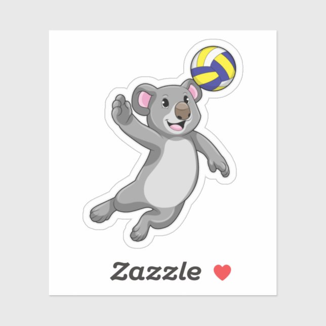 Koala als Volleyballspieler mit Volleyball Aufkleber (Blatt)