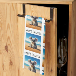 Koala am Sandstrand Happy Oaster Geschirrtuch