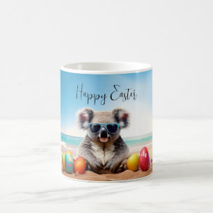 Koala am Strand mit Ostereiern Frohe Ostern Kaffeetasse