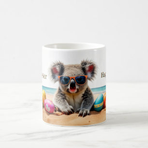 Koala am Strand mit Ostereiern Frohe Ostern Kaffeetasse