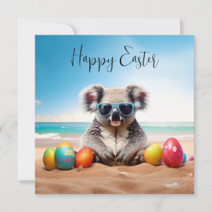 Koala am Strand mit Ostereiern Happy Oaster Feiertagskarte