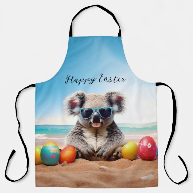 Koala am Strand mit Ostereiern Happy Oaster Schürze (Vorderseite)