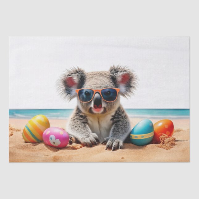 Koala am Strand mit Ostereiern Seidenpapier (Vorderseite)
