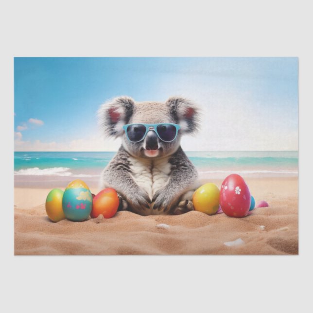 Koala am Strand mit Ostereiern Seidenpapier (Vorderseite)