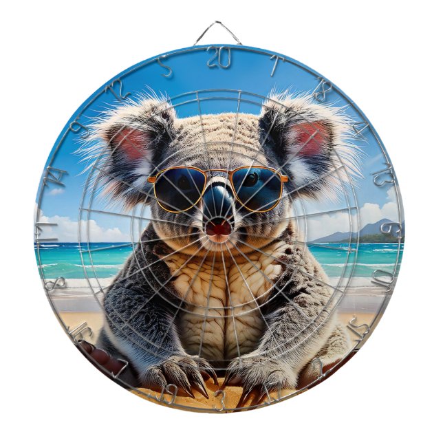 Koala an einem sandigen Strand Frohe Weihnachten Dartscheibe (vorne)