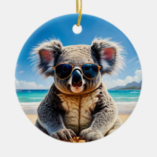 Koala an einem sandigen Strand Frohe Weihnachten Keramik Ornament