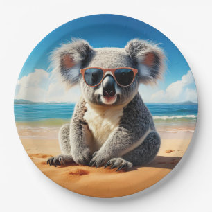 Koala an einem sandigen Strand Pappteller