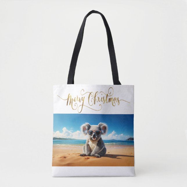 Koala an einem Sandstrand Frohe Weihnachten (Vorderseite)
