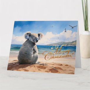 Koala an einem Sandstrand Frohe Weihnachten Karte
