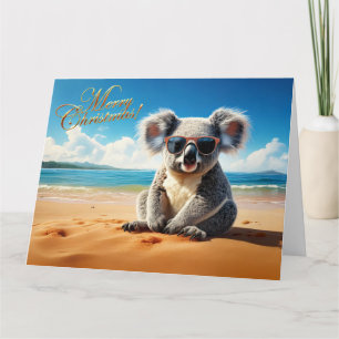 Koala an einem Sandstrand Frohe Weihnachten Karte
