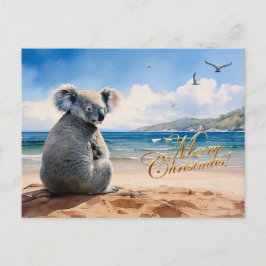 Koala an einem Sandstrand Frohe Weihnachten Postkarte