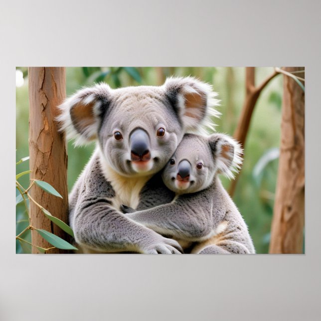Koala Animal Nature Wildlife Zuneigung Gekümmert Poster (Vorne)
