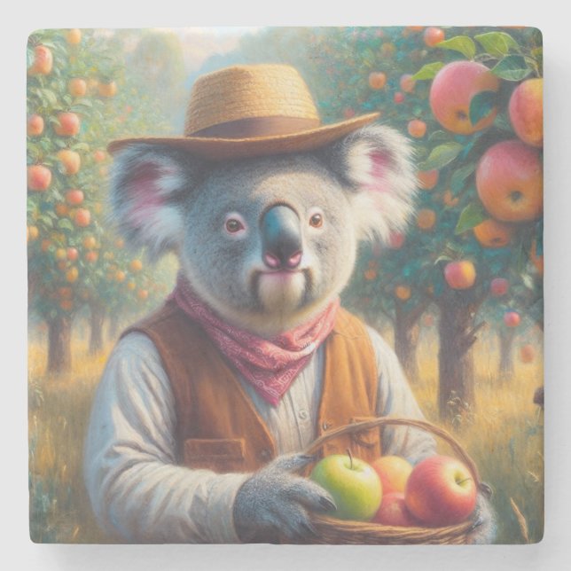 Koala Apple Orchard Steinuntersetzer (Vorderseite)
