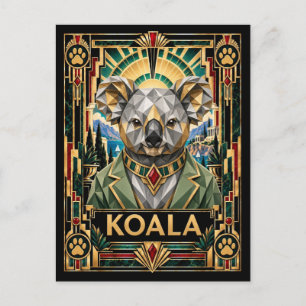 Koala, Art Deco Wildtiere Postkarte