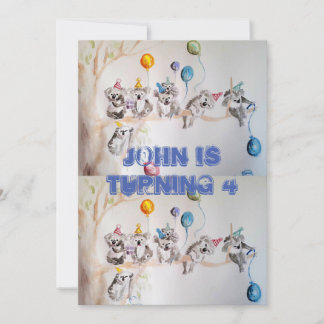 Koala Art Watercolor Boys Einladung zum Geburtstag