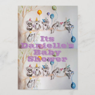 Koala Art Watercolor Girls Babydusche Einladung