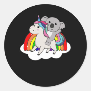 Koala auf einhornigen Regenbogentieren Niedlich Ko Runder Aufkleber