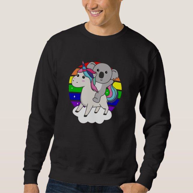 Koala auf einhornigen Regenbogentieren Niedlich Ko Sweatshirt (Vorderseite)