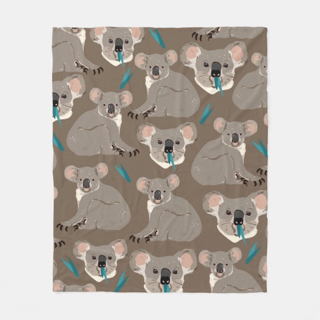Koala auf neutralem braunem Hintergrund nahtlos Vi Fleecedecke (Vorderseite)