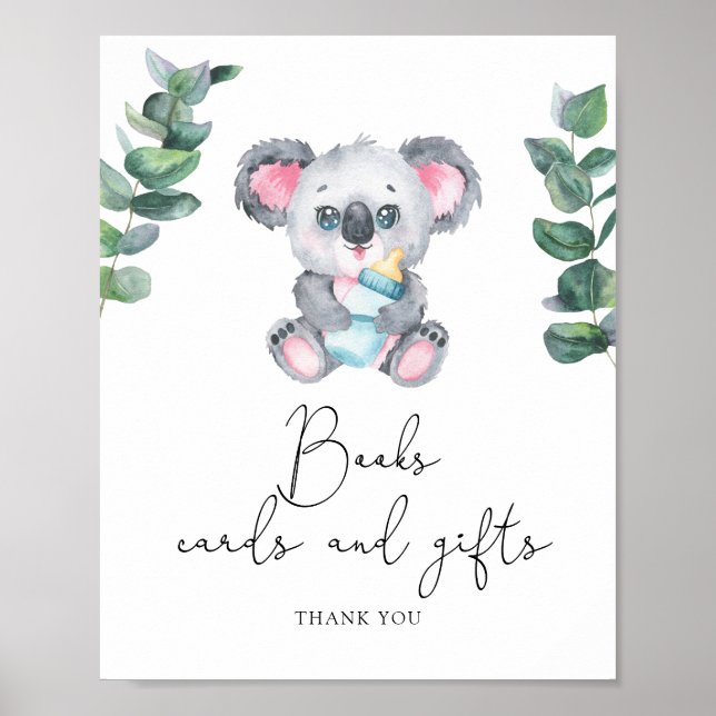 Koala Babydusche - Bücherkarten und Geschenke Poster (Vorne)