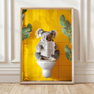Koala Badezimmer-Wandkunst-Druck, Maximalistischer Poster