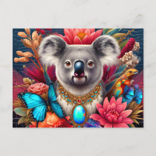 Koala Bär australische Blume Schmetterling ai art Postkarte