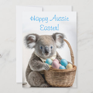 Koala-Bär, der einen Korb mit Ostereiern hält Feiertagskarte